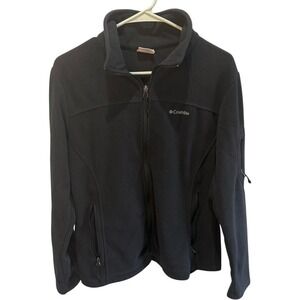 Columbia Womens Full Zip Fleece Jacket Black Size L Pockets Activewear
